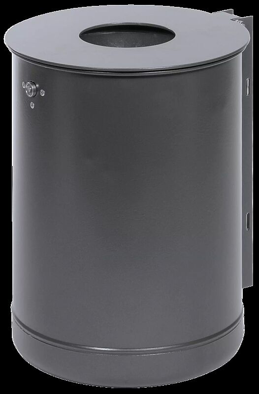 Abfallbehälter KÖLN, ohne Ascher, 50 Liter, Vollblech, zur Wandbefestigung, in RAL 7016 anthrazitgrau