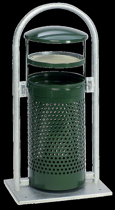 Abfallbehälter MULTITALENT mit Ascher, Oberteil und Korpus in RAL 6005 moosgrün