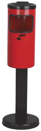 Abfallbehälter GLASGOW mit Ascher und Standfuß, in RAL 3001 signalrot