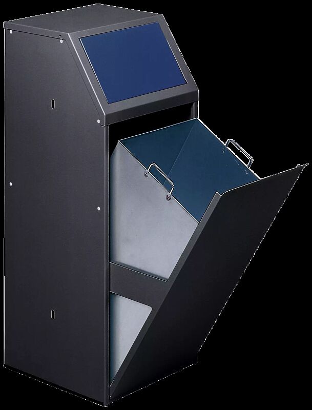 Wertstoffsammler MANCHESTER, Einwurfklappe in RAL 5010 enzianblau