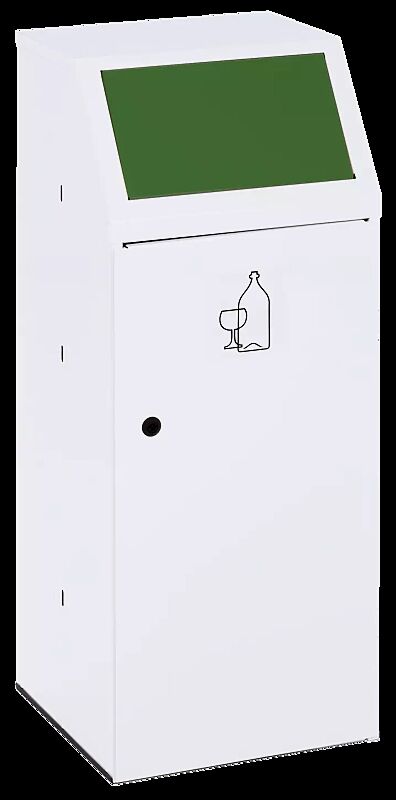 Wertstoffsammler LIVERPOOL mit Innenbehälter, Korpus in  RAL 9016 verkehrsweiß, Einwurfklappe in RAL 6001 smaragdgrün