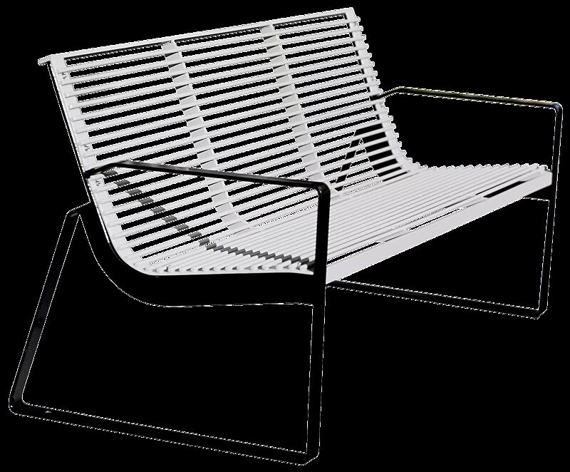 Sitzbank PREVA URBANA mit Rückenlehne und Armlehnen, Stahlteile in RAL 9005 tiefschwarz