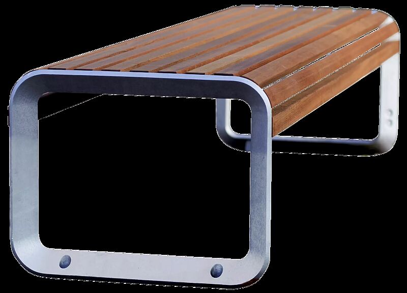 Sitzbank PORTIQOA ohne Rückenlehne, mit Jatobaholzbelattung