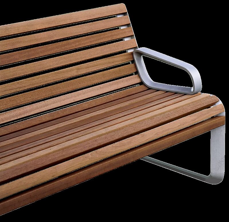 Sitzbank PORTIQOA mit Rückenlehne und Armlehnen, mit Jatobaholzbelattung