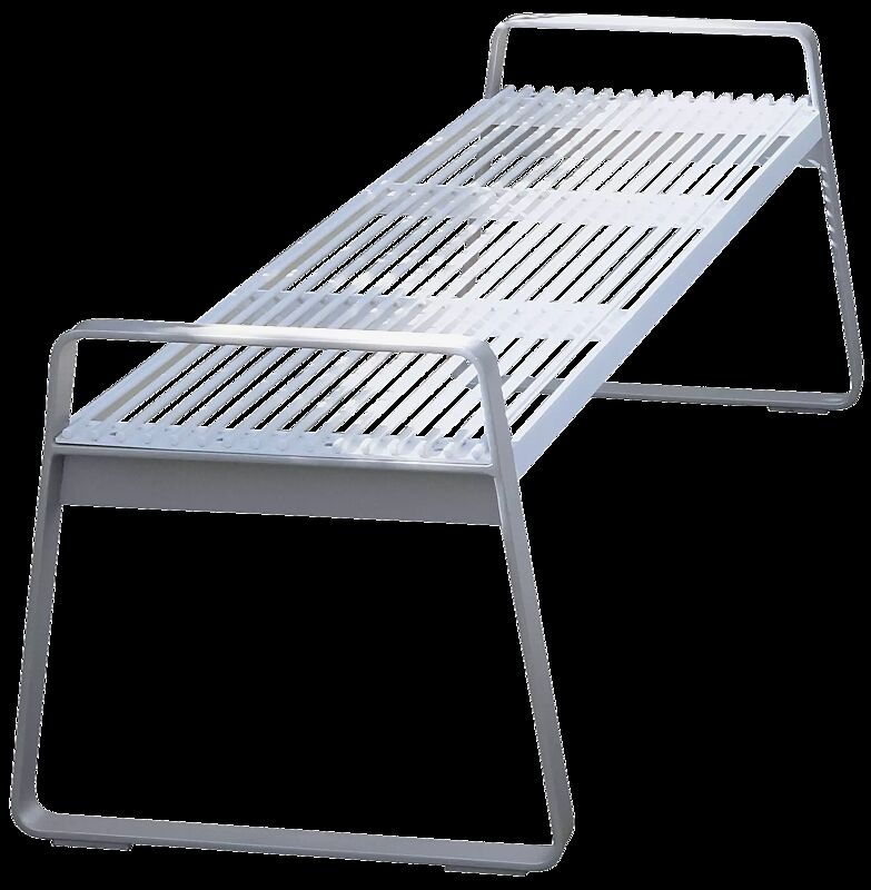 Sitzbank PREVA URBANA ohne Rückenlehne, in RAL 9006 weißaluminium