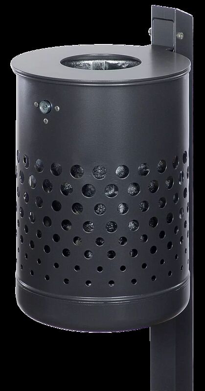 Abfallbehälter KÖLN ohne Ascher, 35 Liter, mit Lochoptik, zum Einbetonieren, in RAL 7016 anthrazitgrau, mit Innenbehälter (Zubehör)