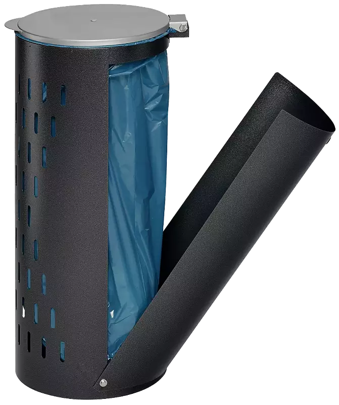 Abfallbehälter MAGHULL, mit Tür (geöffnet), in antik-silber