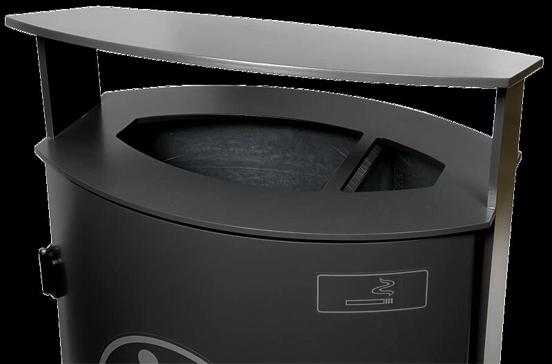 Detail: Abfallbehälter SARNIA, mit Ascher, mit abgeschrägtem Flachdach