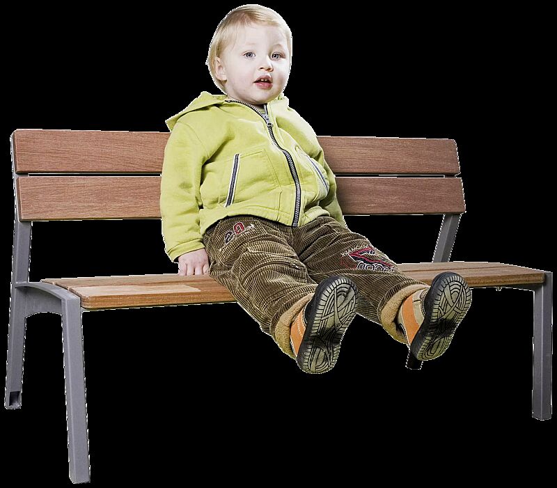 Kindersitzbank VERA mit Rückenlehne, mit Jatobaholzbelattung, Stahlteile in DB 703 eisenglimmer