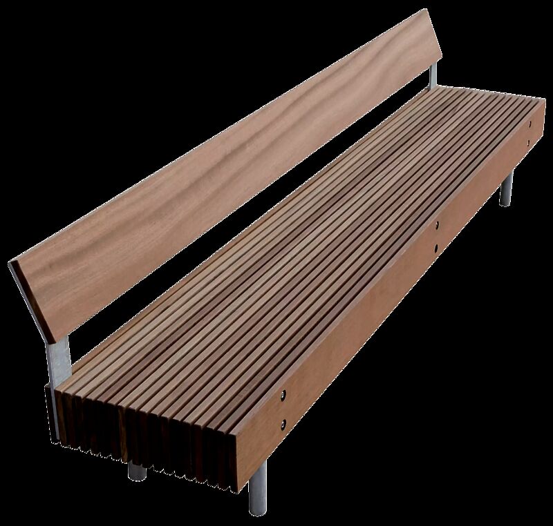 Sitzbank WOODY mit Rückenlehne, mit Jatobaholzbelattung