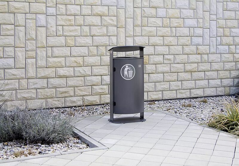 Abfallbehälter SARNIA, mit Ascher, zum Aufdübeln, in DB 703 eisenglimmer