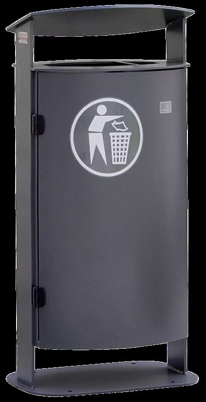 Abfallbehälter SARNIA, mit Ascher, zum Aufdübeln, in RAL 7016 anthrazitgrau