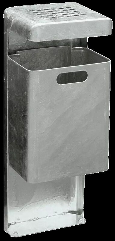 Abfallbehälter HALIFAX, 29 Liter, mit Ascher, zum Aufdübeln, feuerverzinkt