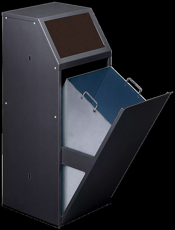 Wertstoffsammler MANCHESTER, Einwurfklappe in RAL 8014 sepiabraun