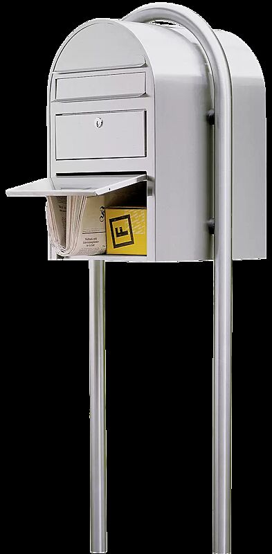 Briefkasten BOBI SWISS, mit Bogenständer BOBI ROUND, aus Edelstahl