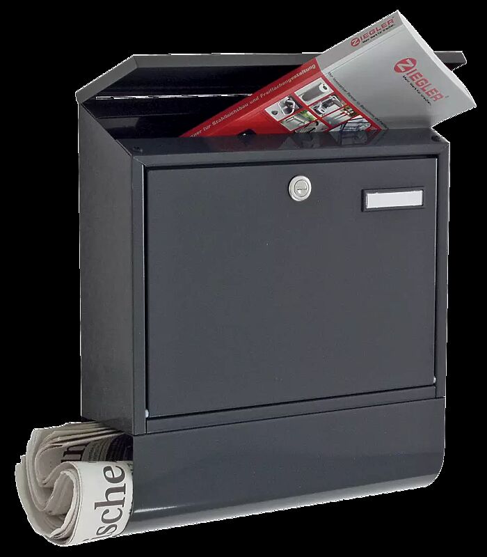 Briefkasten BASTIA mit Zeitungsfach, in anthrazitgrau ähnlich RAL 7016