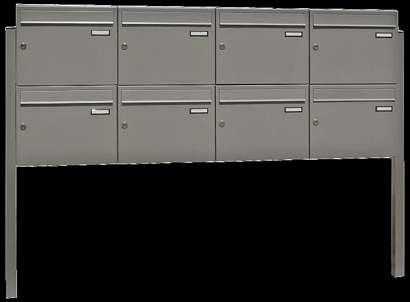 Briefkastenanlage BRETAGNE, mit 8 Briefkästen, zum Einbetonieren, in RAL 7039 quarzgrau
