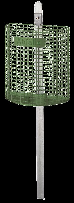 Abfallkorb WALES, zum Einbetonieren, in RAL 6010 grasgrün