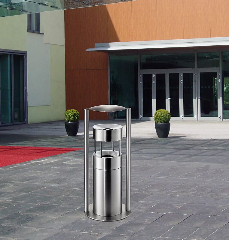 Abfallbehälter QUEEN mit Ascher, zum Aufdübeln, Abfallbehälter mit Löschaufsatz, Ascher mit Trichter