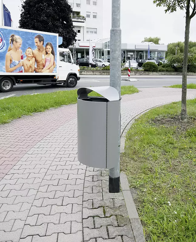 Abfallbehälter CAPITAL aus Stahl, 60 Liter, zur Pfostenbefestigung