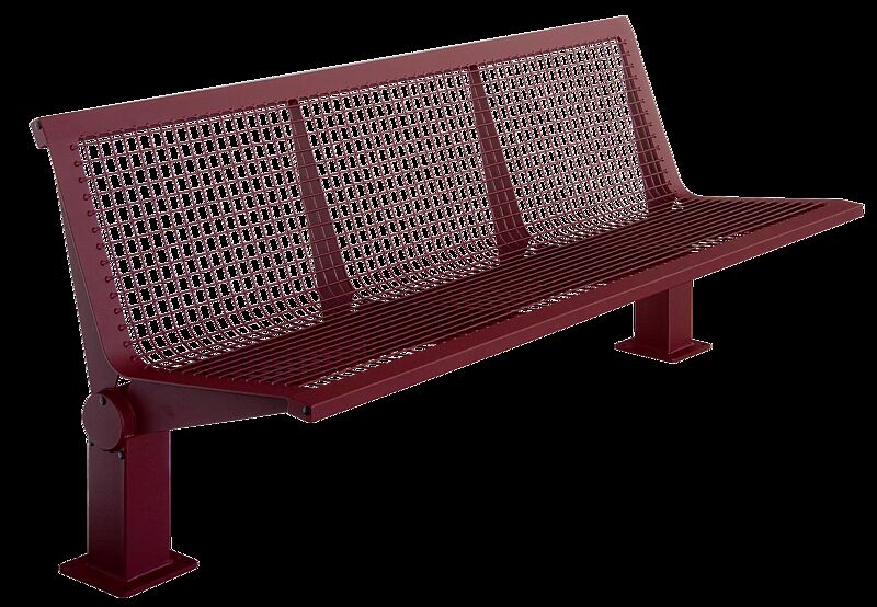 Sitzbank LIGNANO mit Rückenlehne in RAL 3005 weinrot