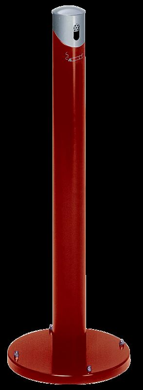 Standascher RIO, rund, Korpus in RAL 3000 feuerrot, Kopfteil in silber