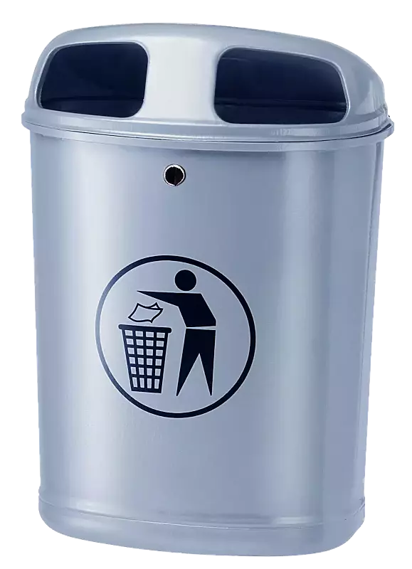 Abfallbehälter TORBAY, ohne Ascher, in RAL 9006 weißaluminium