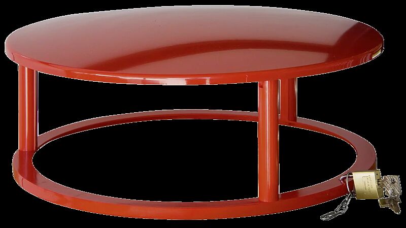 Schutzdach in verkehrsrot ähnlich RAL 3020, inkl. Vorhängeschloss und Kette