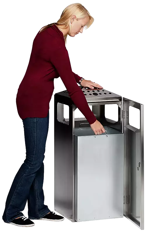 Abfallbehälter LUTON mit Ascher, aus Edelstahl