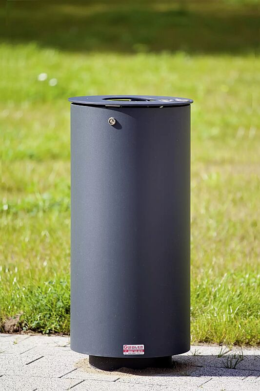 Abfallbehälter NORANDA, mit Ascher, in RAL 7016 anthrazitgrau