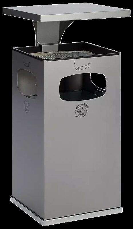 Abfallbehälter CASTLE mit Ascher, 38 Liter, in silber