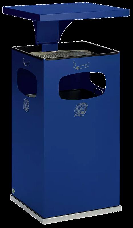 Abfallbehälter CASTLE mit Ascher, 72 Liter, in RAL 5010 enzianblau