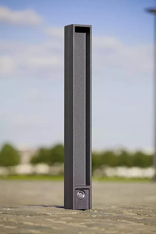 Poller NIGRIN (3p-Technologie), Verriegelung mittels Sechskantschraube, in DB 703 eisenglimmer