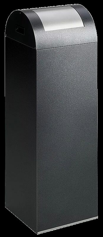 Wertstoffsammler CLEVELAND, 89 Liter, Korpus in antik-silber, mit Federeinwurfklappe, Einwurfklappe in silber
