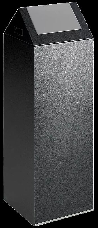 Wertstoffsammler CLEVELAND, 89 Liter, Korpus in antik-silber, mit Schwingdeckel, Einwurfklappe in silber