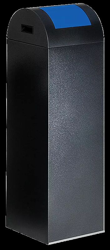 Wertstoffsammler CLEVELAND, 89 Liter, Korpus in antik-silber, mit Federeinwurfklappe, Einwurfklappe in RAL 5010 enzianblau