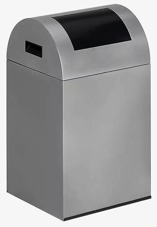 Wertstoffsammler CLEVELAND, 43 Liter, Korpus in silber, mit Federeinwurfklappe, Einwurfklappe in RAL 7021 schwarzgrau