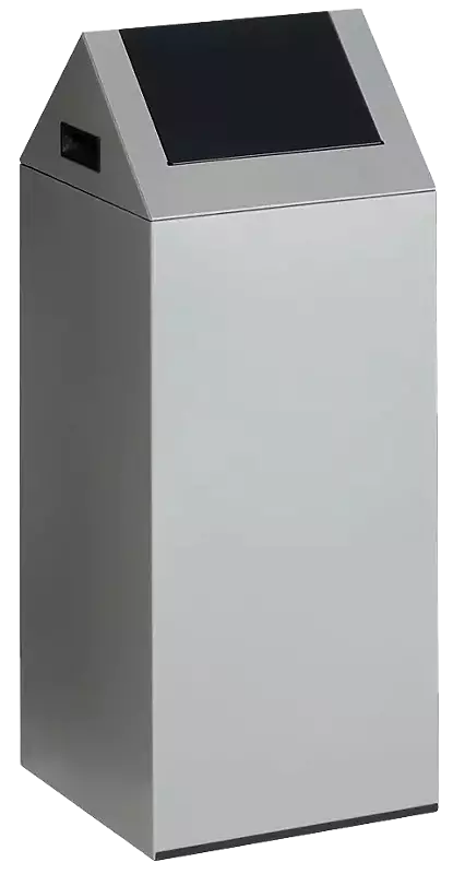 Wertstoffsammler CLEVELAND, 60 Liter, Korpus in silber, mit Schwingdeckel, Einwurfklappe in RAL 7021 schwarzgrau