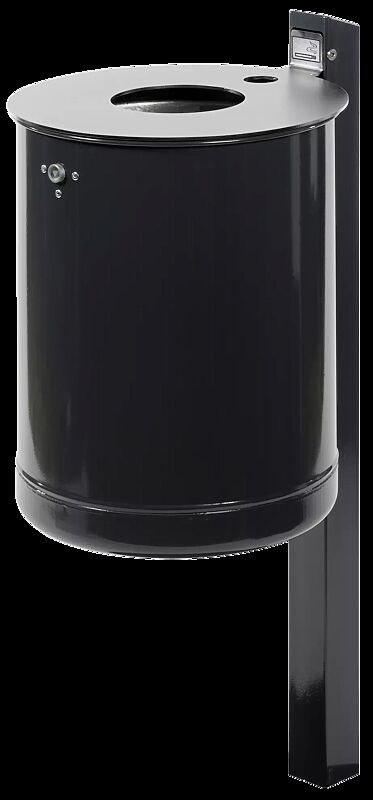 Abfallbehälter KÖLN, mit Ascher, 35 Liter, Vollblech, zum Einbetonieren, in RAL 7016 anthrazitgrau