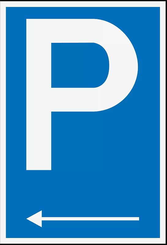 Parkplatz-Reservierungsschild linksweisend