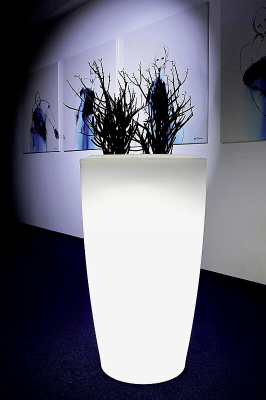 Pflanzbehälter UNA-LIGHT, Höhe 900 mm, transluzent beleuchtet