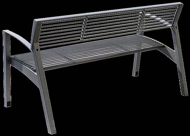 Sitzbank VERA mit Rückenlehne und Armlehnen, Stahlteile in RAL 7016 anthrazitgrau