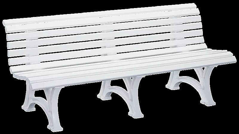 Sitzbank RIETI mit Rückenlehne, aus Kunstoff in weiß, Länge 1500 mm