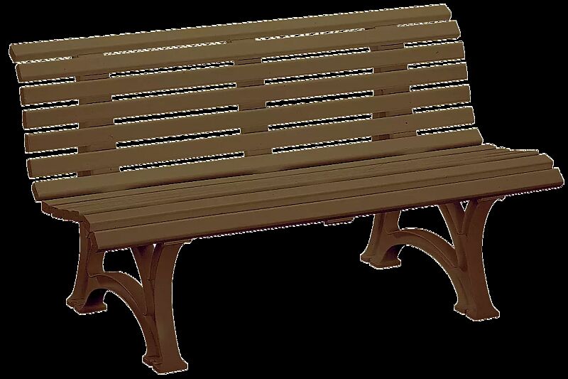 Sitzbank RIETI mit Rückenlehne, aus Kunststoff in braun, Länge 1500 mm