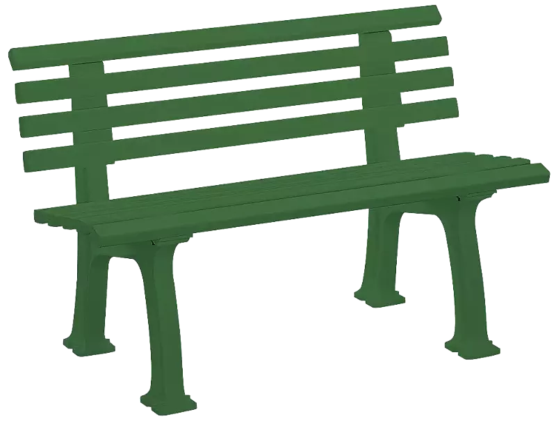 Sitzbank URBINO mit Rückenlehne, aus Kunststoff in grün, Länge 1200 mm