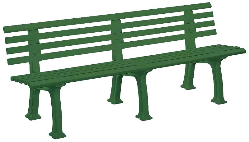 Sitzbank URBINO mit Rückenlehne, aus Kunststoff in grün, Länge 2000 mm