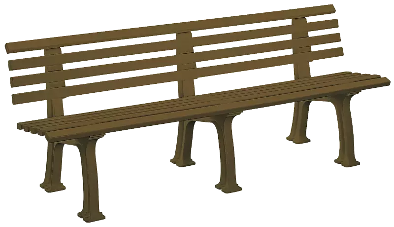 Sitzbank URBINO mit Rückenlehne, aus Kunststoff in braun, Länge 2000 mm