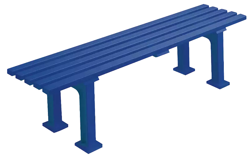 Sitzbank URBINO ohne Rückenlehne, aus Kunststoff in blau, Länge 1500 mm