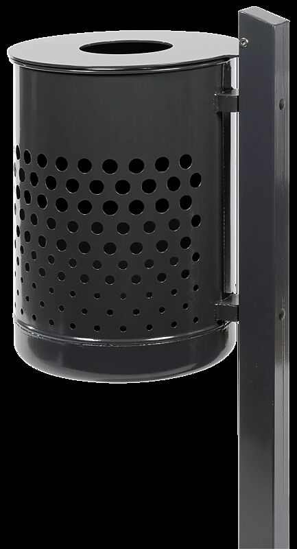 Abfallbehälter KÖLN ohne Ascher, 35 Liter, mit Lochoptik, zum Einbetonieren, in RAL 7016 anthrazitgrau