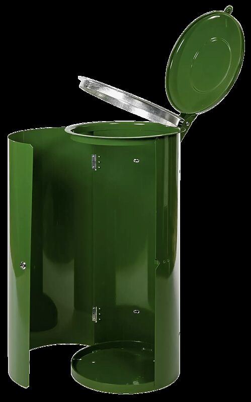 Abfallbehälter NEWPORT, 110 Liter, in RAL 6005 moosgrün, zum Aufdübeln